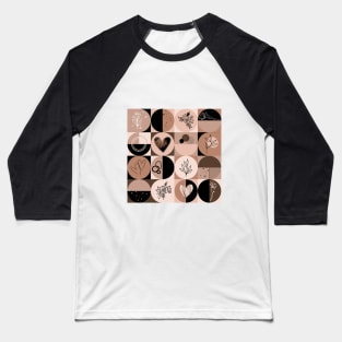 repeating geometry pattern, squares and circles, ornaments, black brown color tones Baseball T-Shirt